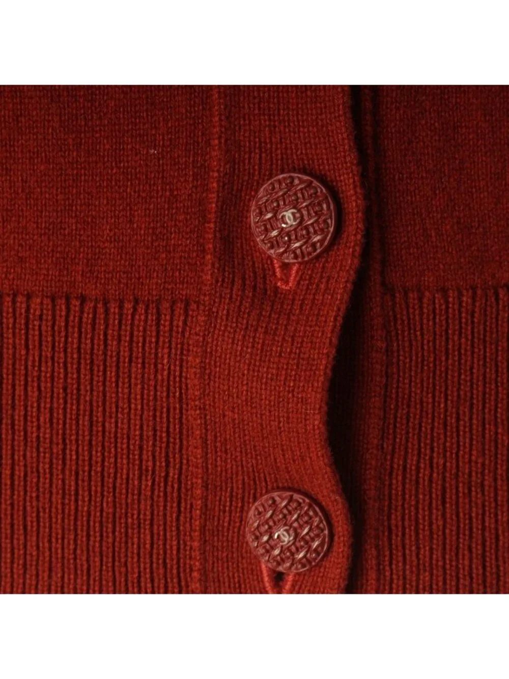 Chanel 18k Cashmere Coco Button Long Sleeve Cardigan Red 34